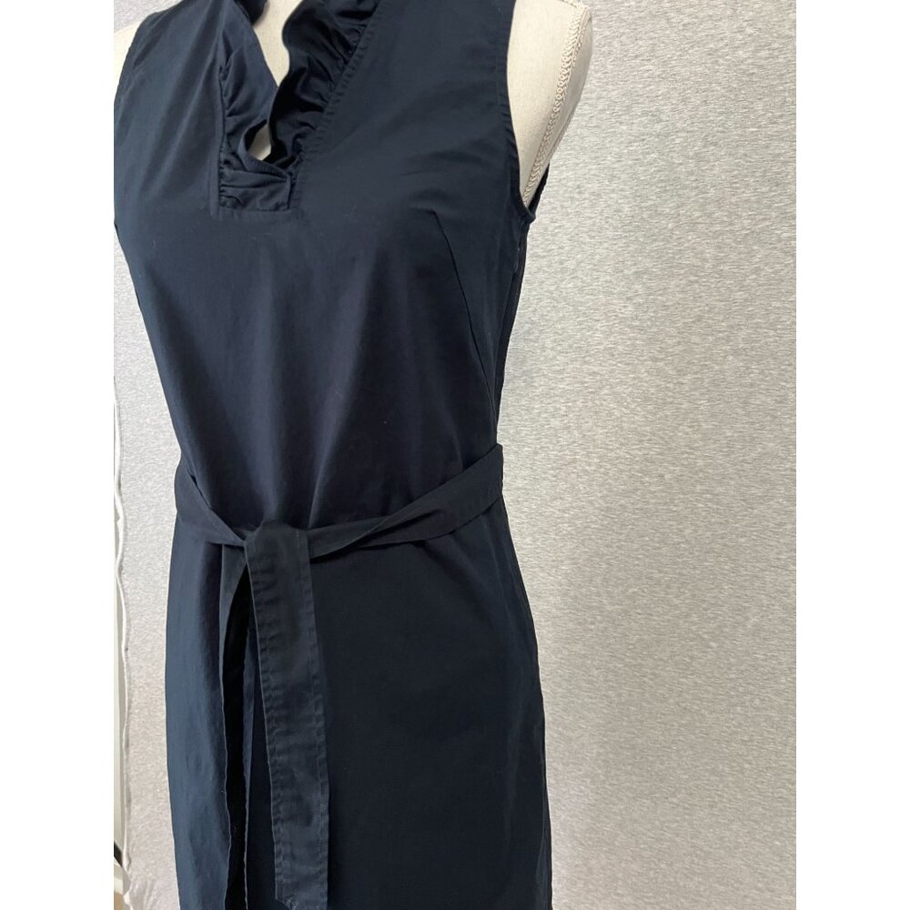 J.McLaughlin Sleeveless Ruffle Neck Dress Womens 4 Dark Navy Side Zip Belt - Picture 6 of 12